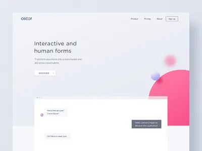 Oscar : Artificial Intelligence ai app artificial intelligence bot branding chatbot interactive interface landing ui ux valentin salmon