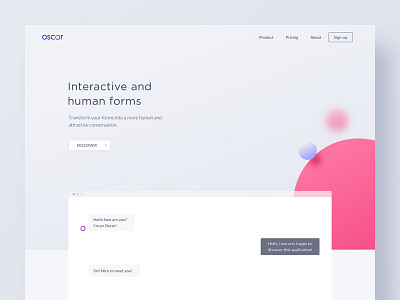 Oscar : Artificial Intelligence ai app artificial intelligence bot branding chatbot interactive interface landing ui ux valentin salmon