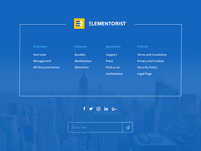 Footer blue city design footer ui ux