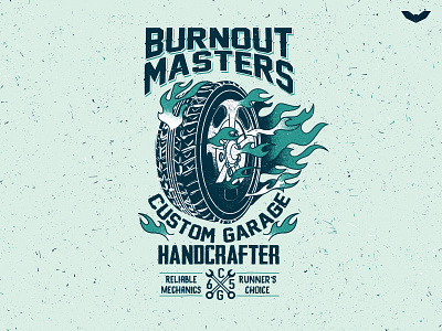 Vintage Hotrod Badge - 03 burnout custom fire flames garage race speed tools wheels