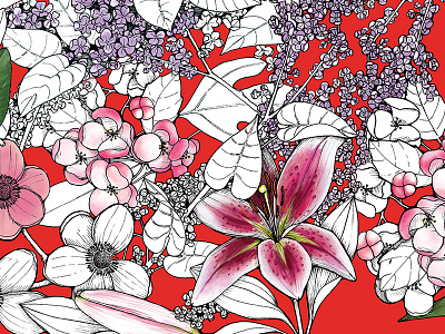 First Day of Spring apple blossom daffodil design flowers illustration leaf lilac lily pattern secret midnight press spring stargazer