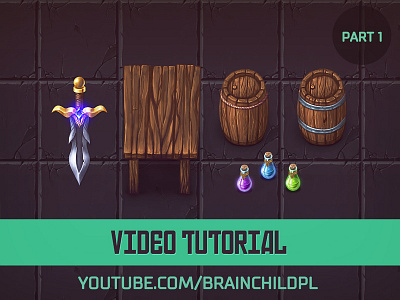 [Tutorial] Painting Top-Down 2d game assets[Part 1/3] 2d 2d game barrel dagger desk game stone texture top down tutorial video tutorial