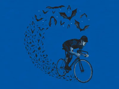 Bat Out of Hell bats bike cycling drawing leaves mask night singlespeed stars t shirt twin six