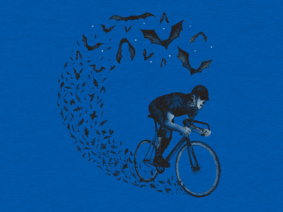 Bat Out of Hell bats bike cycling drawing leaves mask night singlespeed stars t shirt twin six