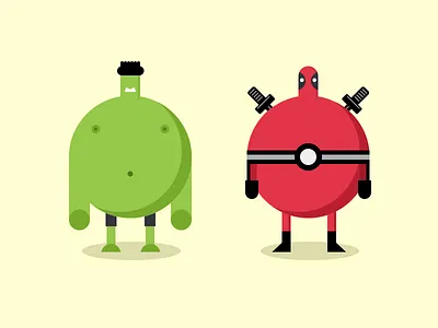 The hulk and deadpool avengers cartoon green hero illustration red