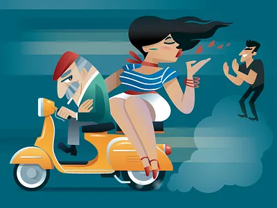 Ciao Bello! illustration italian italy scooter stickermule vector vespa woman