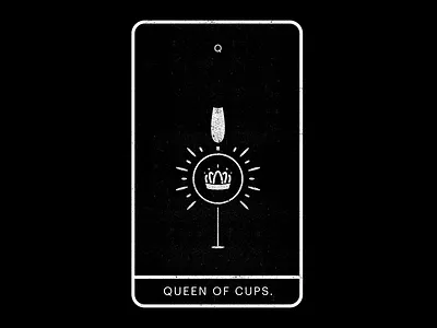 Queen of Cups. black crown cups minimal queen tarot white