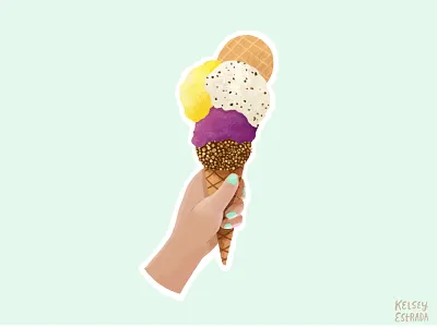 Gelato Love chocolate colorful dessert gelato icecream illustration illustrator italy sticker taste treat waffle