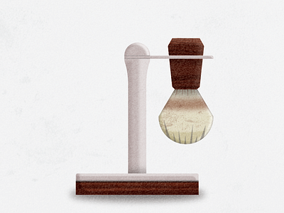 Lil' Shave Brush illustration metal modern razor retro shave straight vector wood