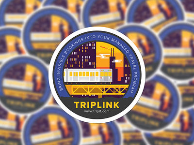 Chicago "L" chicago elevated illustration l plane skyline sticker sticker mule sunset train