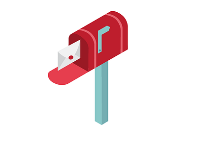 Message Sent flat illustration isometric letter message postbox rails girls vector