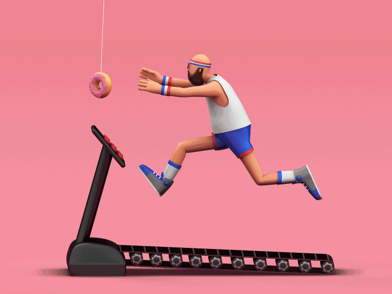 Treadmil Fail 3d animation c4d character cinema4d fail gif illustration running treadmill vector workout