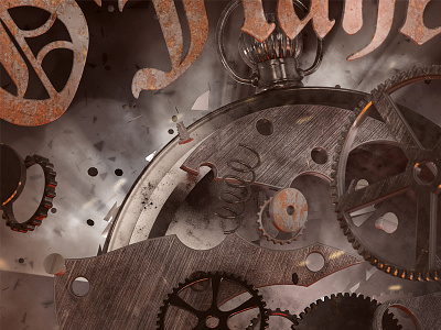 Sons of O'Flaherty Backdrop 3d celtic explosion folk illustration iron punk rock rust steel vintage watch