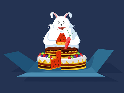 Eat the cake animal cake design eat holiday illustrations painting rabbit