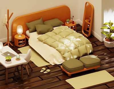 Cozy bedroom scene 3d 3dart blender blender3d cycles design interior