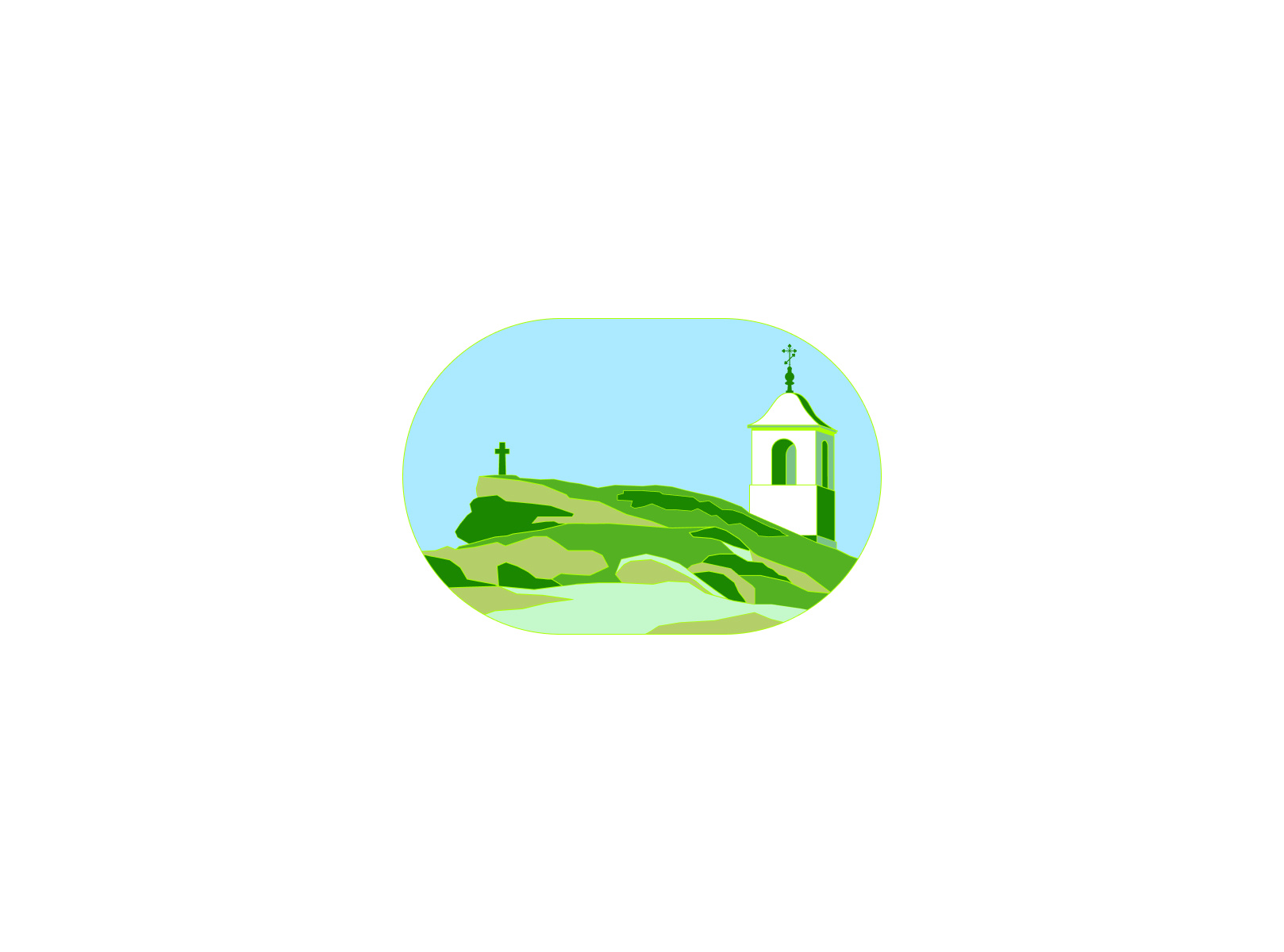 National Park Landscape Illustration blue sky church cross farm fields god grass green hill illustration jesus jesus christ landscape national park nature picturesque religious reserve vector village