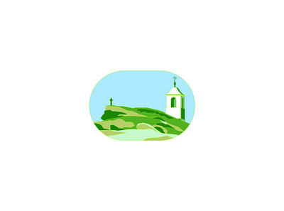 National Park Landscape Illustration blue sky church cross farm fields god grass green hill illustration jesus jesus christ landscape national park nature picturesque religious reserve vector village