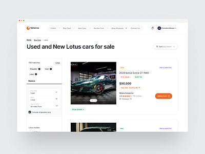 Car List Breakdown app car design herosection ui uiux ux