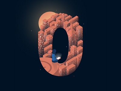 36 Days of Type - 0 3d angles city detail icon illustration isometric landscape london scene shadow typography