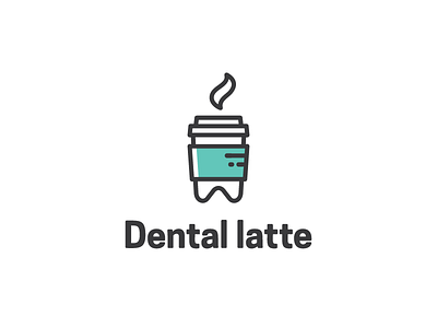 Dental latte cafe coffee dental hot latte logo minimal outline