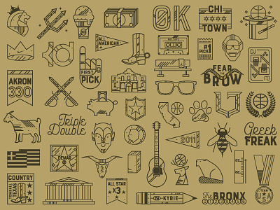 Nike Basketball Player Icons athlete basketball branding icons illustration monoline nike sport