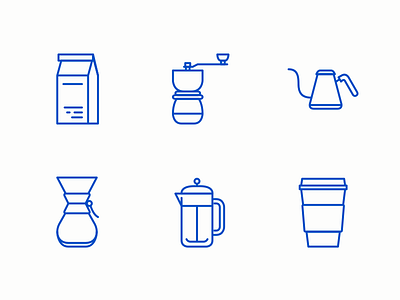 Coffee Icons aeropress chemex coffee grinder icon