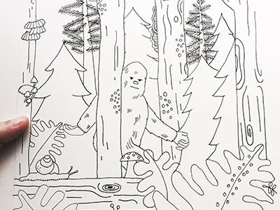 Sasquatch coloring book illustration pnw