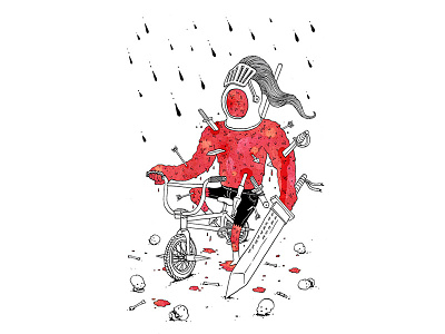 War apocalypse blood bmx illustration mass slaugther war