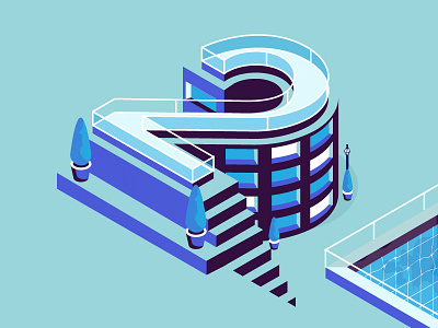 number 2 two "2" 36daysoftype blue desigin dribble home illustrate illustration isometric letter prespective swimmingpool vector