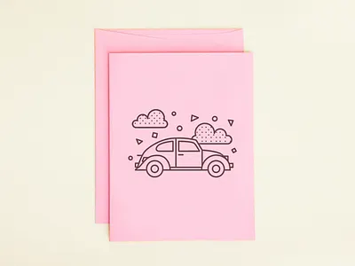 TY card cute happy illustration mock up monoline pink thank you vector