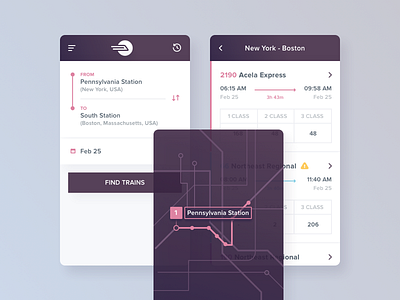 Find Trains App app clean commerce interaction ios list mobile mobile ios app prototype user experience user interface ux ui