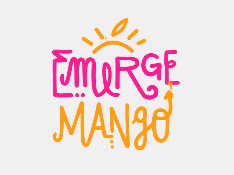 Emerge Mango animation calligraphy cel logo mango motion type yellow