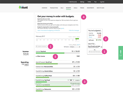 Mint.com Budgets - Expert Review expert review fintech inspection method mint.com ux ux research website audit