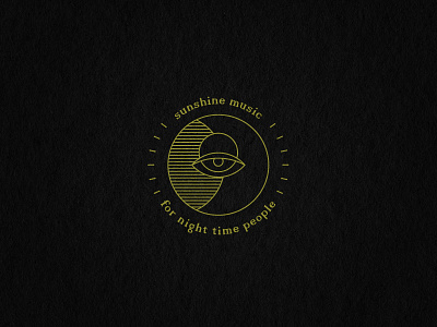 Sunshine Music For Night Time People eye gold line logo moon simple sun