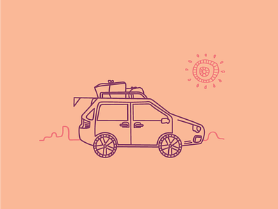 Road Tripping illustration road trip subaru sun