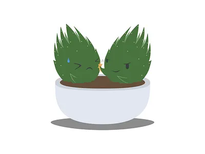 Succulent Fight cute everyday inspirations fist fight illustration plants sibling rivalry succulents