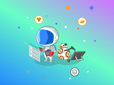 Graphic Design Wondernaut astronout character design designer graphic mascot ui