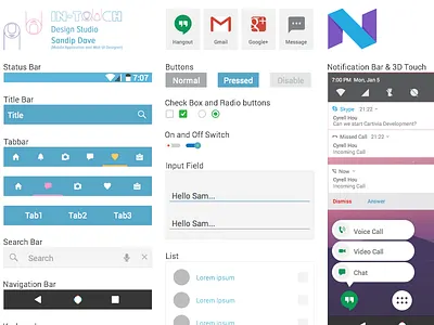 Material Design 3d touch android flat google icons material multiwindow naugat notification ui ux