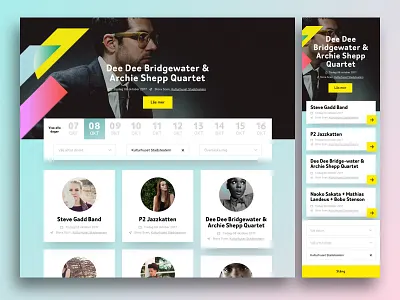 Festival - Calendar feed WIP calendar desktop feed festival gradient jazz mobile redesign shadows wip