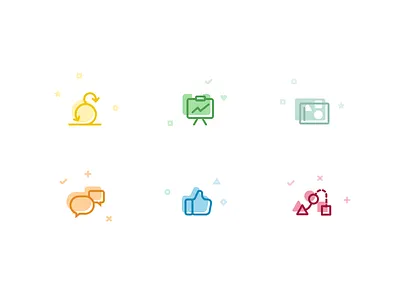 Icons agile chat colorful feedback icons like process set