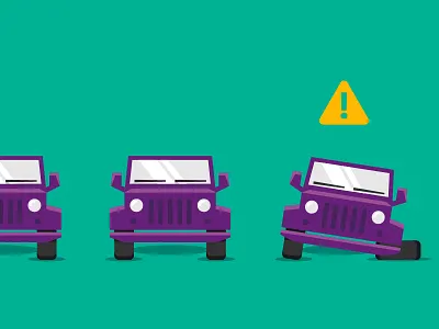 Assembly Line Alert alert assembly line car color flat illustration jeep tech tire vector