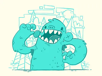 2 Colour Yeti w/ Offset blake stevenson camping character design forest illustration jetpacks and rollerskates jetpacksandrollerskates monster outdoors yeti