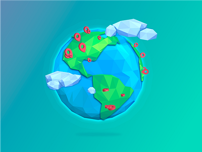 Planet cdn checkmark cloud earth land lowpoly map sea