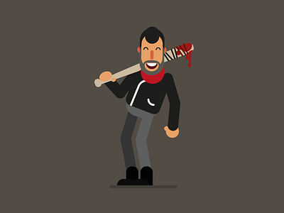 Negan character flat illustration negan walking dead