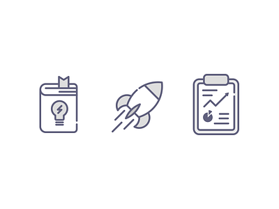 Project/management icons book chart flat icon idea management project rocket