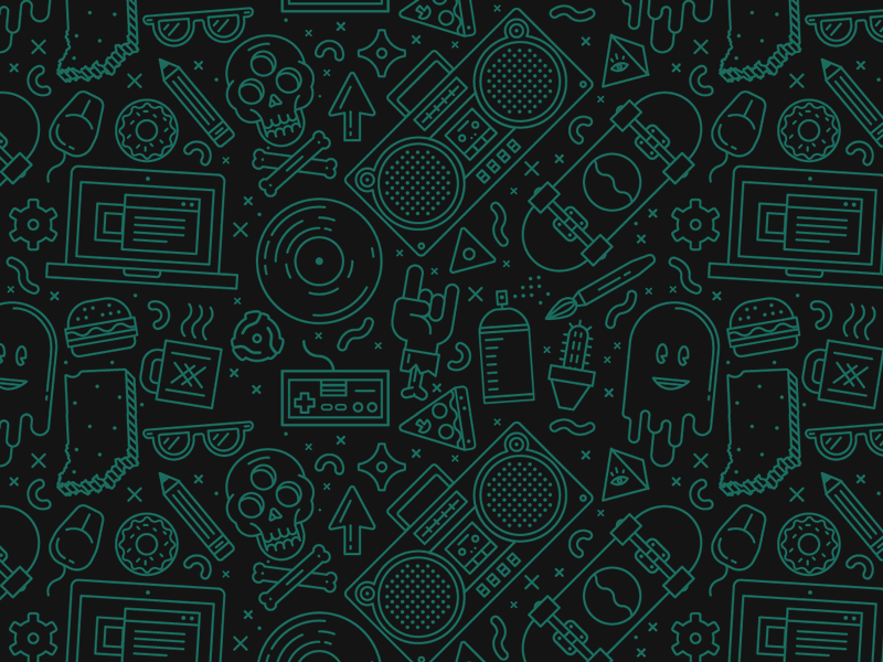 Random Things Pattern Update boombox computer design donut internet nerdery pattern pizza