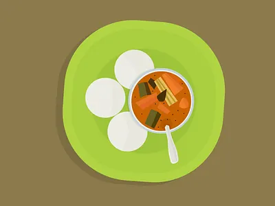 Idli and sambar breakfast curry food idli illustration indian sambar south