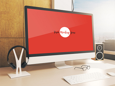 Free Designer Work Station Computer Screen Mock-Up Psd computer screen mock up free mock up