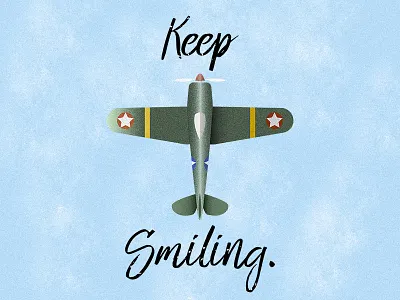 Keep Smiling army grain illustration military plane shading tattoo