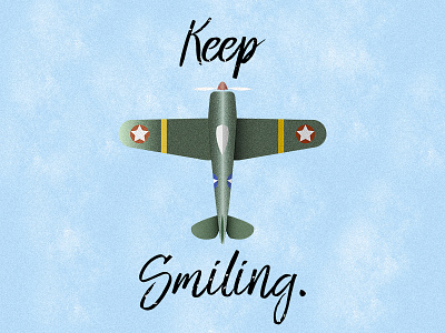 Keep Smiling army grain illustration military plane shading tattoo